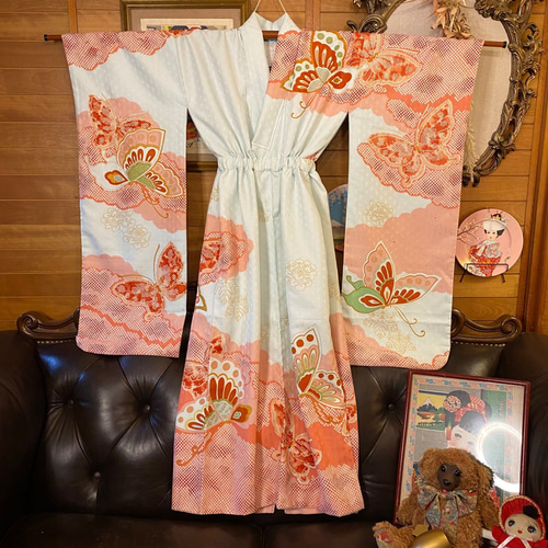 和洋折衷 振袖 着物 ワンピース ドレス 2部式作り帯 リメイク 和 和洋折衷 振袖 着物 ワンピース ドレス 2部式作り帯 リメイク 和