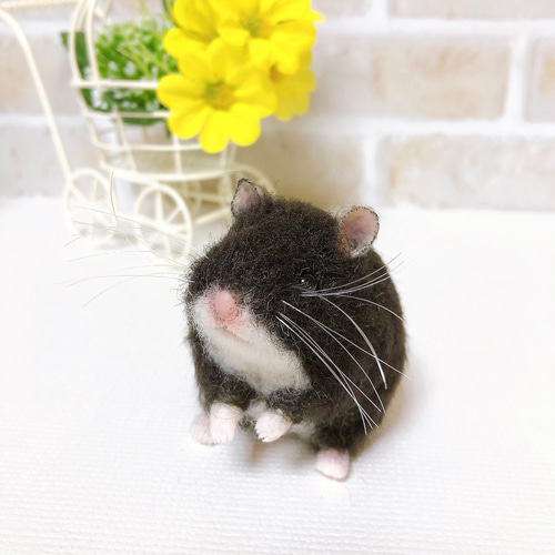 ブラック キャンベル*ハムスター* (羊毛フェルト) 羊毛フェルト