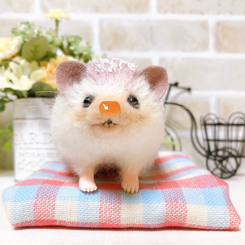ハリネズミ　女の子　男の子　羊毛フェルト 羊毛フェルト ハリネズミちゃん。 羊毛フェルト hiromisaku 通販