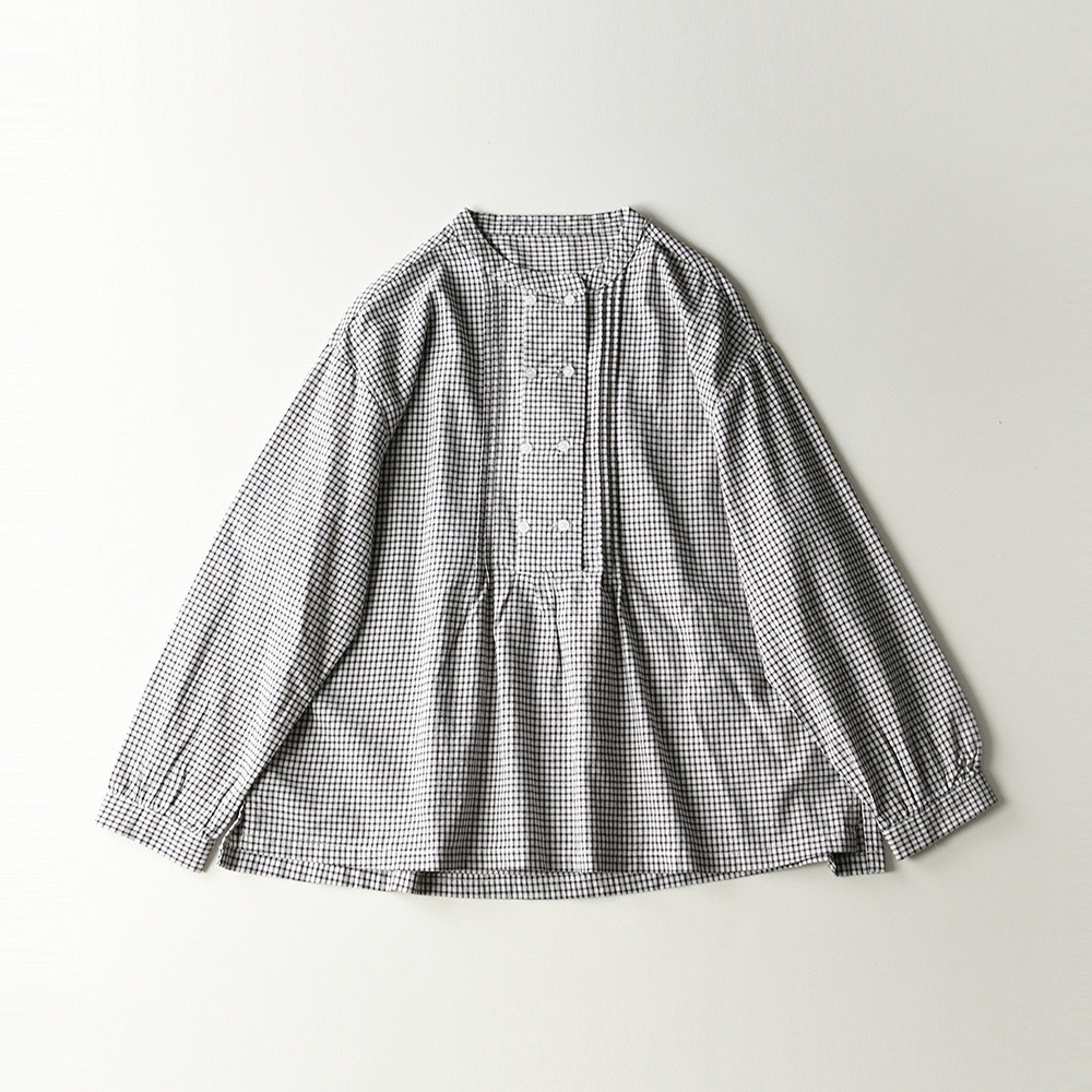 ゆったり格子柄レディース長袖ブラウス