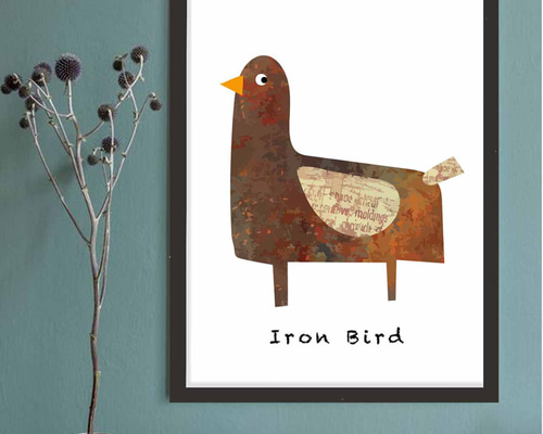 鳥のアートスタイル 鉄の鳥ポップアート イラスト ポスター A4 A3 A2 A1 アート アート