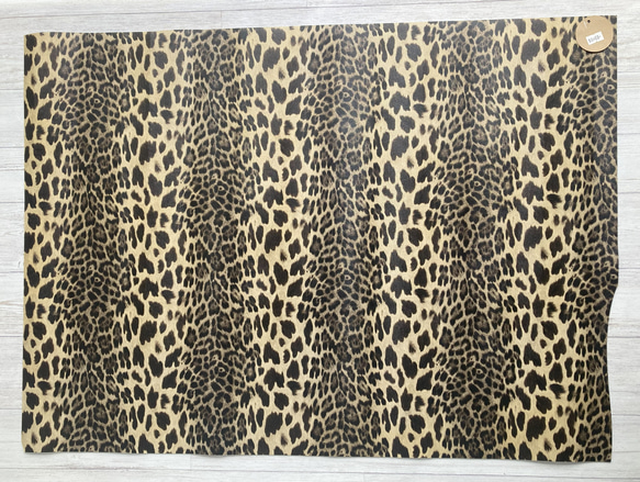 本革レオパード柄プリント　80×60cm 3枚目の画像