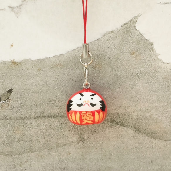 だるまのストラップ ( オプションで鈴あり ) 携帯ストラップ ひらやま