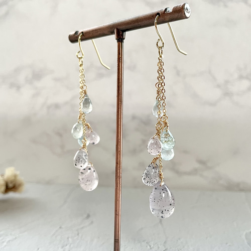 送料無料】 14kgf 天然石 マイカインローズクォーツ アクア