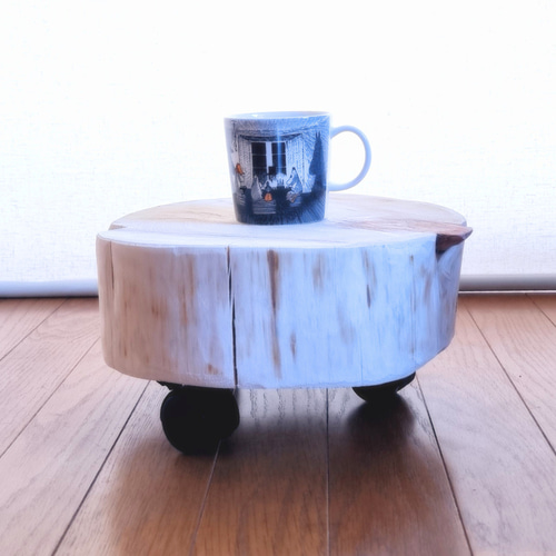 ひのき切株珈琲テーブル・無塗装ナチュラル・オーガニック・ストッパー