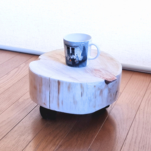 ひのき切株珈琲テーブル・無塗装ナチュラル・オーガニック・ストッパー