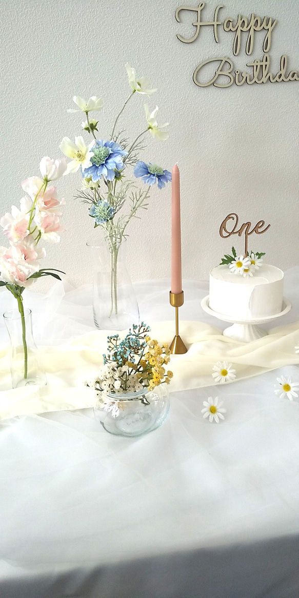 ＊カラフル＊おうちスタジオ レンタル セット 誕生日 ハーフバースデー アーティシャルフラワー 4枚目の画像