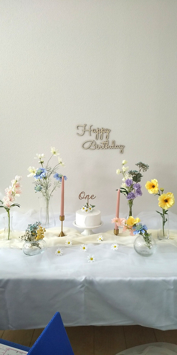 ＊カラフル＊おうちスタジオ レンタル セット 誕生日 ハーフバースデー アーティシャルフラワー 1枚目の画像