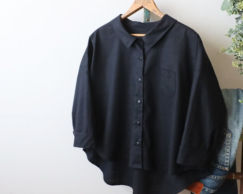 夏SALE 再入荷 ギマ擬麻コットン角襟 燕尾裾 幅広オーバー