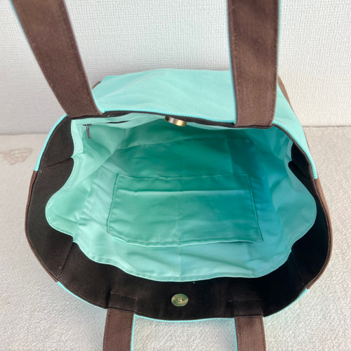 縦長Lサイズ】 縦長トートバッグ チョコミントカラー 帆布 倉敷帆布