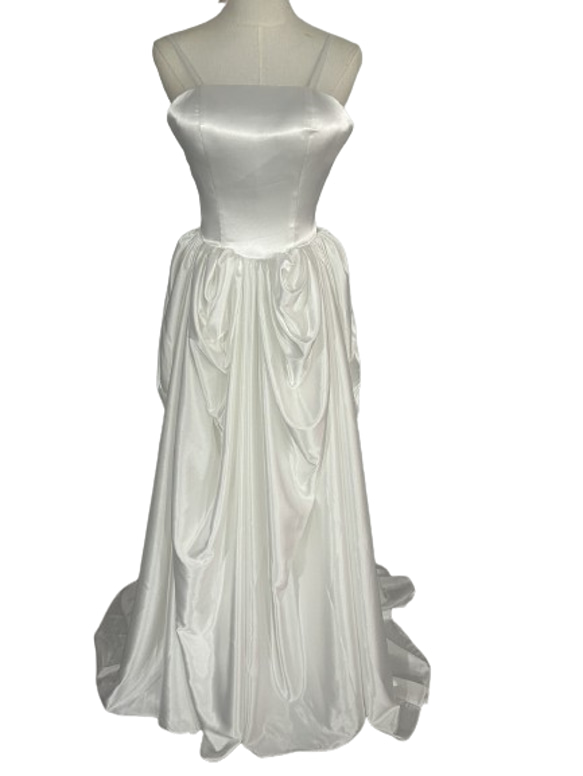 パーティードレス キャミソール ウェーブ ファスナー ブライダル 2次会  