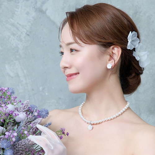 白蝶貝パールネックレス&イヤリング/ピアスset PN-31|花嫁 結婚