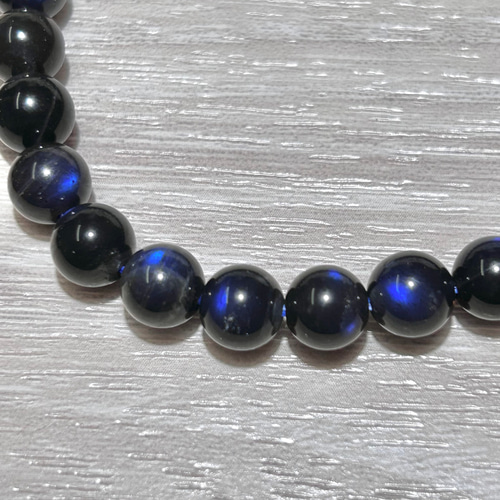 希少 ブラックラブラドライト ブルーシラー 8mm 内径 16cm