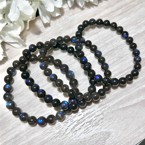 希少 ブラックラブラドライト ブルーシラー 8mm 内径 16cm 希少 ブラックラブラドライト ブルーシラー 8mm 内径 16cm