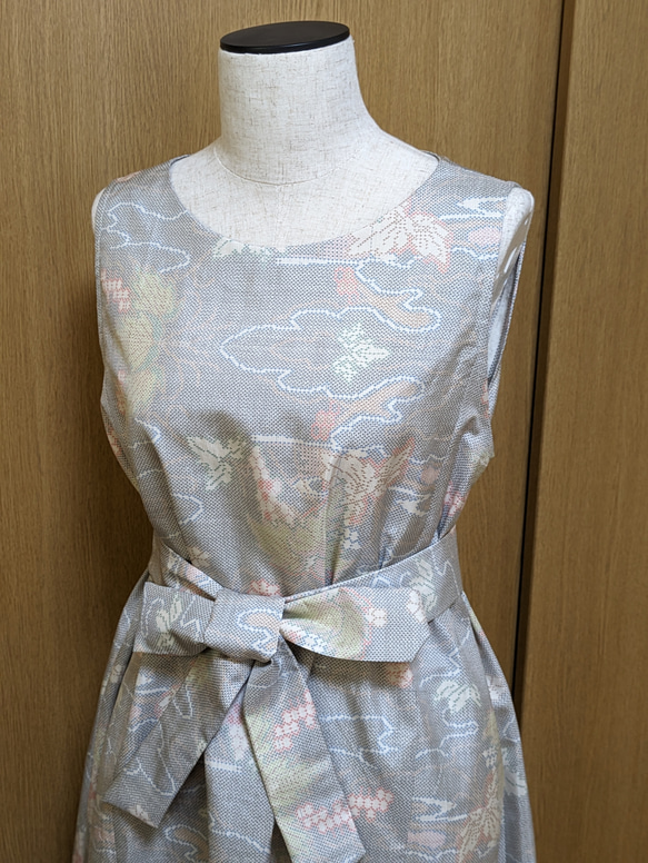 SOLD　着物リメイク　ワンピース　大島紬　M〜L 