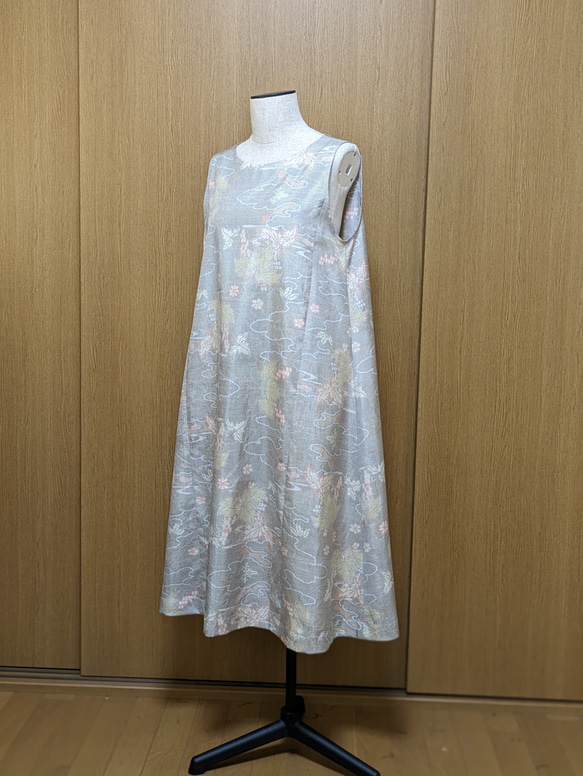 SOLD　着物リメイク　ワンピース　大島紬　M〜L 