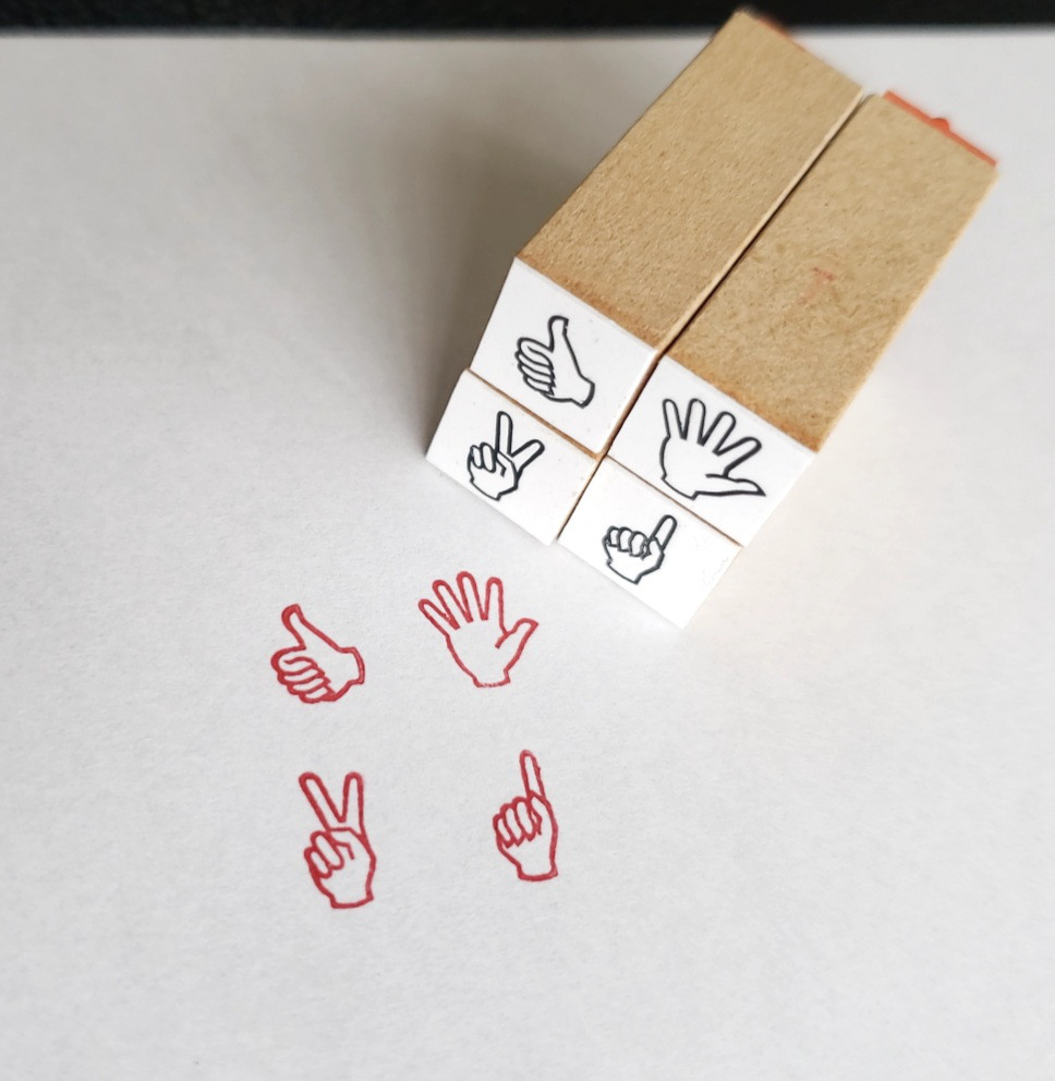 ハンドジェスチャー ミニスタンプセット(ゴム印) はんこ
