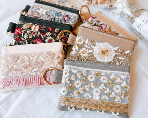 再販】【受注制作】［white］インド刺繍リボン 合皮 フェイク
