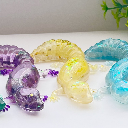 ヤモリ お守り 全7種 天然石 キラキラ かわいい 置物 インテリア雑貨