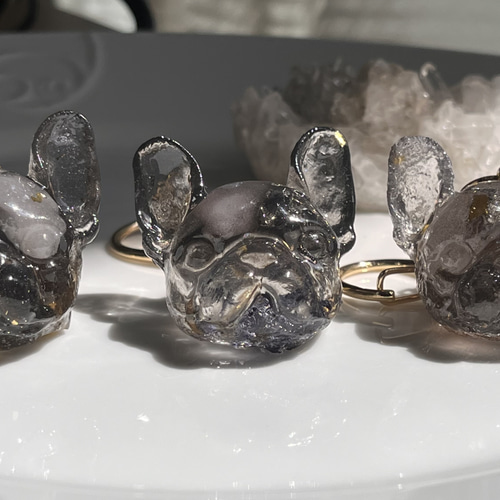 フレンチブルドッグFACE♡オルゴナイトキーホルダーA キーホルダー  