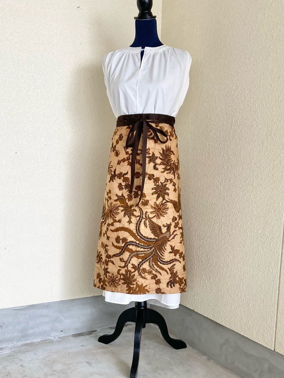 493 バティック エプロン 前掛け 腰巻き ジャワ更紗 古布 リメイク