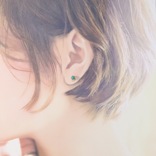 S925製 18KGP キングマンタ―ターコイズ 4mm 天然石 クラウンデザイン