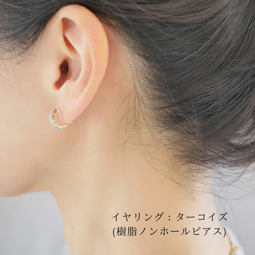 アクアマリン ワンタッチフープピアス／イヤリング シルバー アイス