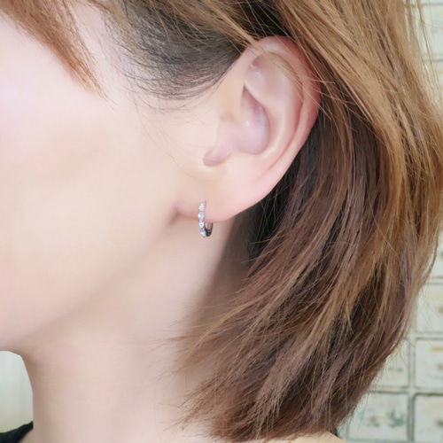 涼しげブルー×透明感》アクアマリンワンタッチフープピアス/イヤリング