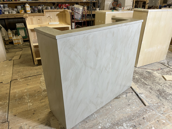 ワイド100 石っぽいレジカウンター　受付カウンター　レジ台 