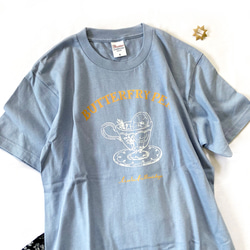 【７月下旬発送】ButterflyPea Tシャツ（ブルー）｜バタフライピー半袖〔紅茶シリーズ〕 3枚目の画像