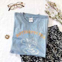 【７月下旬発送】ButterflyPea Tシャツ（ブルー）｜バタフライピー半袖〔紅茶シリーズ〕 4枚目の画像