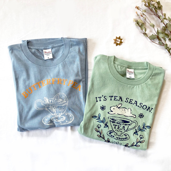 【７月下旬発送】ButterflyPea Tシャツ（ブルー）｜バタフライピー半袖〔紅茶シリーズ〕 10枚目の画像