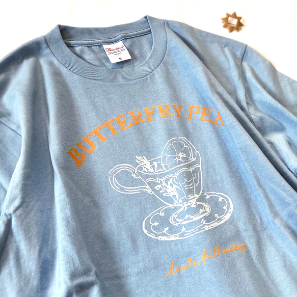 【７月下旬発送】ButterflyPea Tシャツ（ブルー）｜バタフライピー半袖〔紅茶シリーズ〕 7枚目の画像