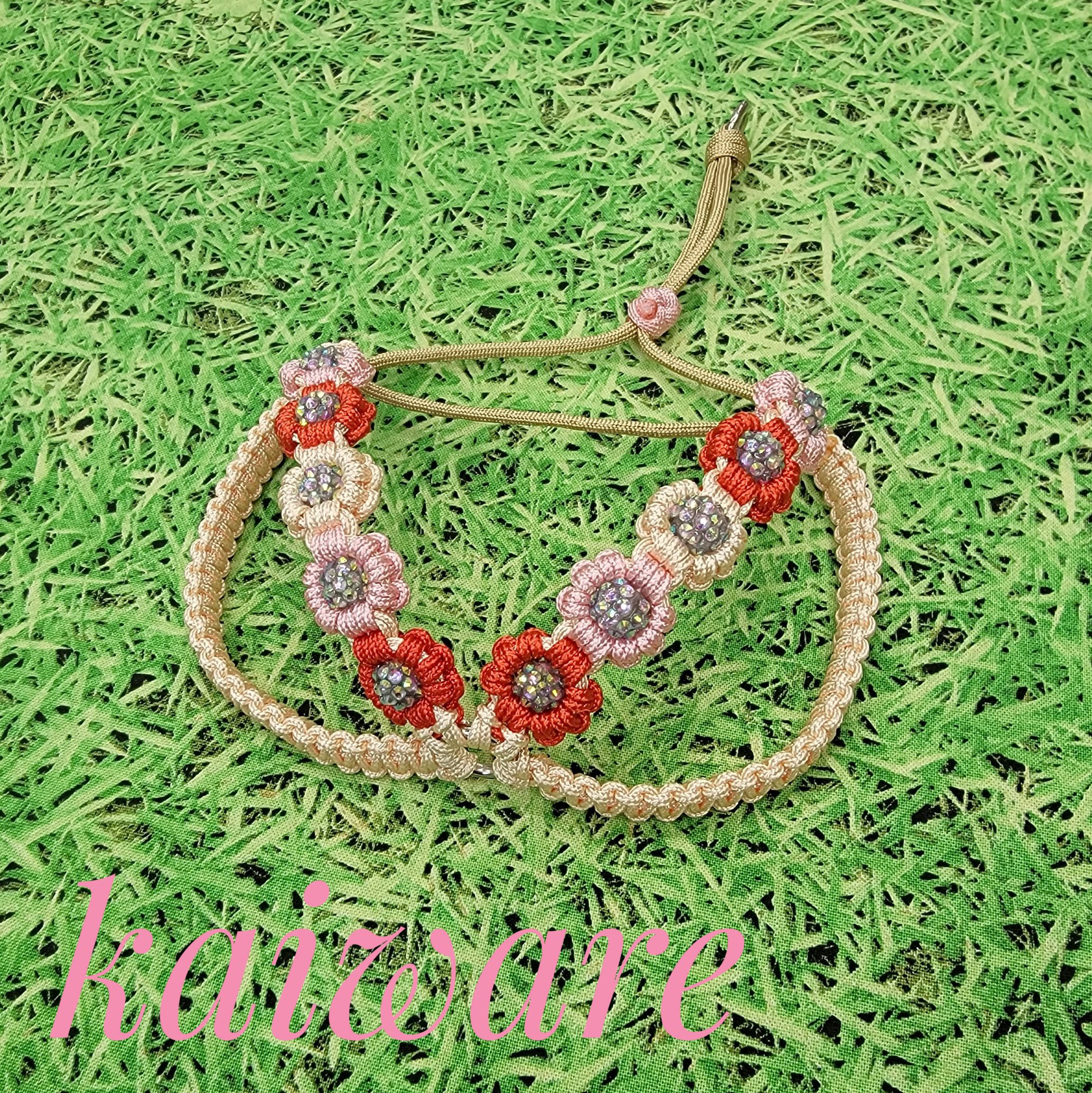 チワワのハーネスのみ お花付き かわいいパラコード 小型犬用 おそろい ちわわ ハーネス S+サイズ