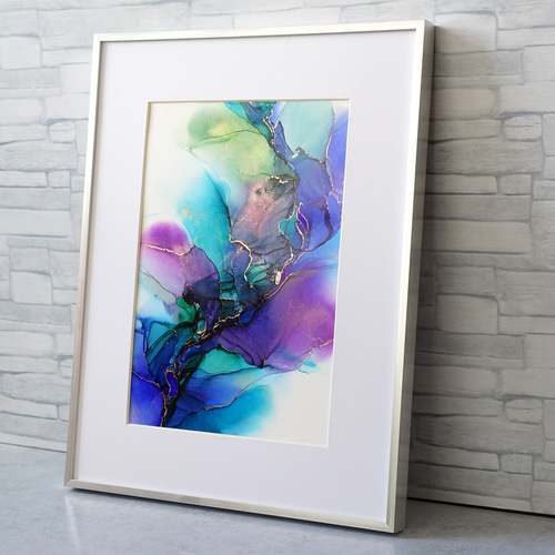 一点物】彩を紡ぐ - 青緑と菖蒲色 -✴︎インテリアアート