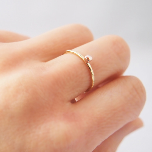 現品限り】K18/Pt900 大人の普段着リング11号 mini山食 極細 華奢