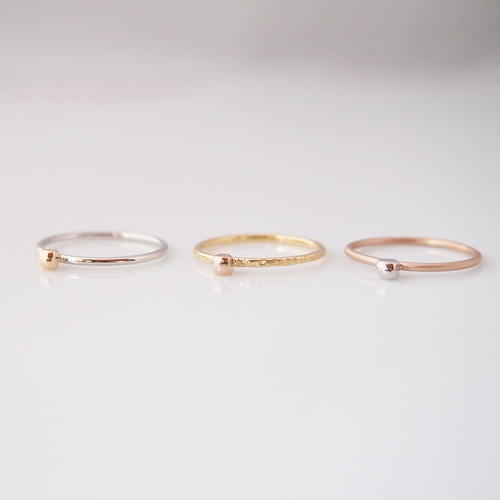 現品限り】K18/Pt900 大人の普段着リング11号 mini山食 極細 華奢