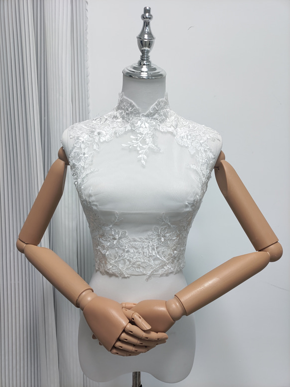 送料無料！ボレロ フレンチスリーブ くるみボタン 咲き誇る透け花  