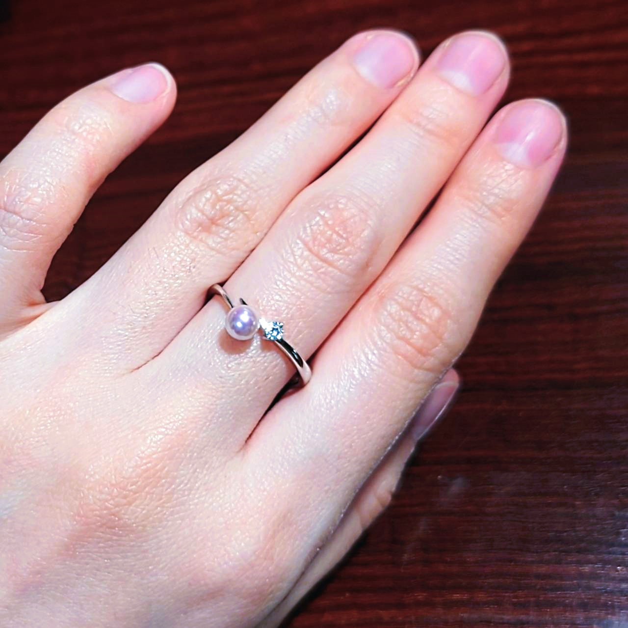 毎日パール　ベビーパール の オープンリング  フリーサイズ【送料無料】 あこや真珠