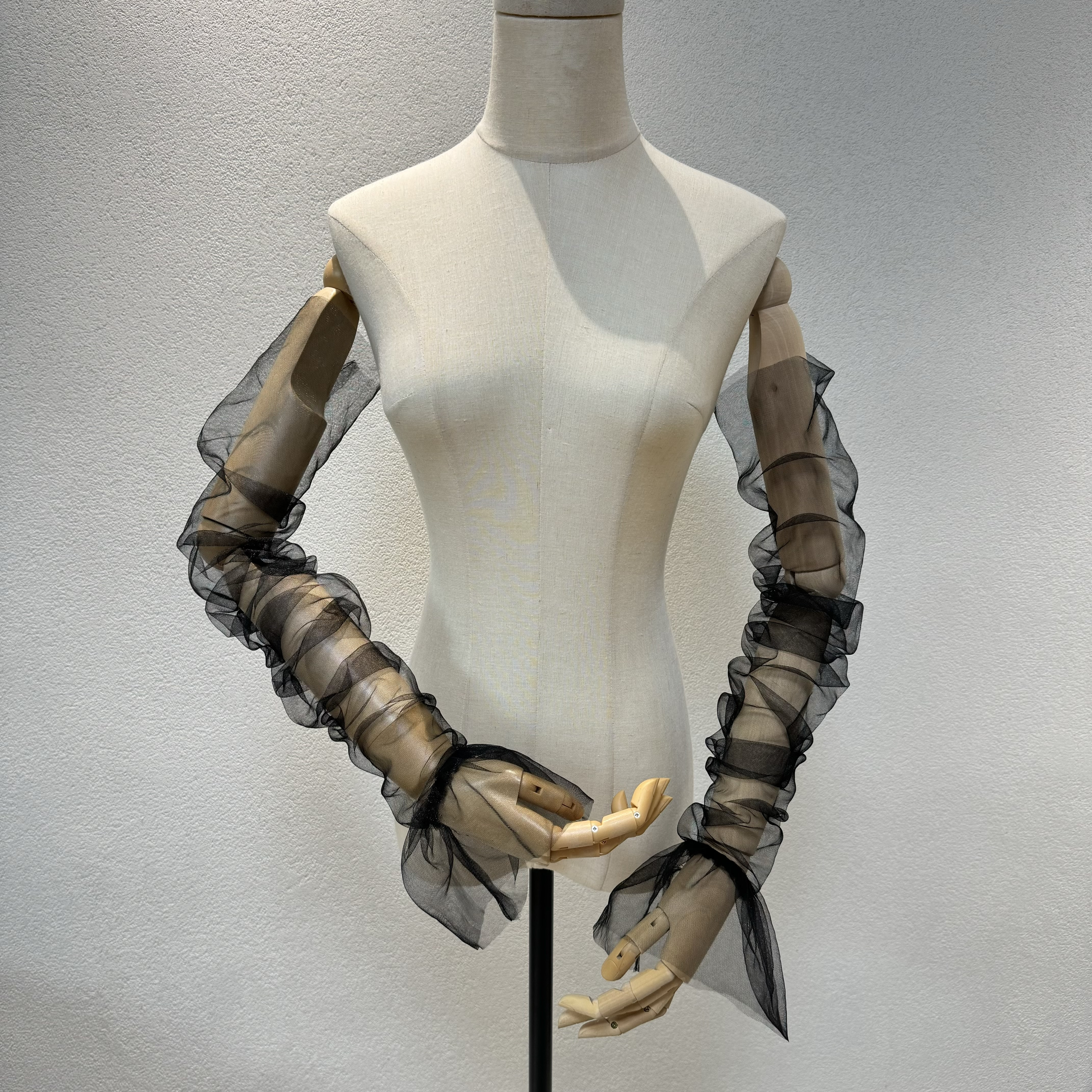 高品質！ソフトチュール　シースルー袖　長袖　取り外し可能　薄シャンペン色/ピンク/白/水色/ネイビーなど　オーダー可能結 4,698円