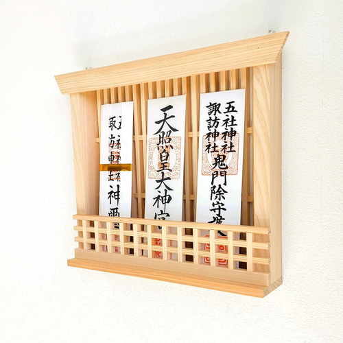 国産ひのきのお札立て 神棚 壁掛けラック・ウォールシェルフ Humyhumy