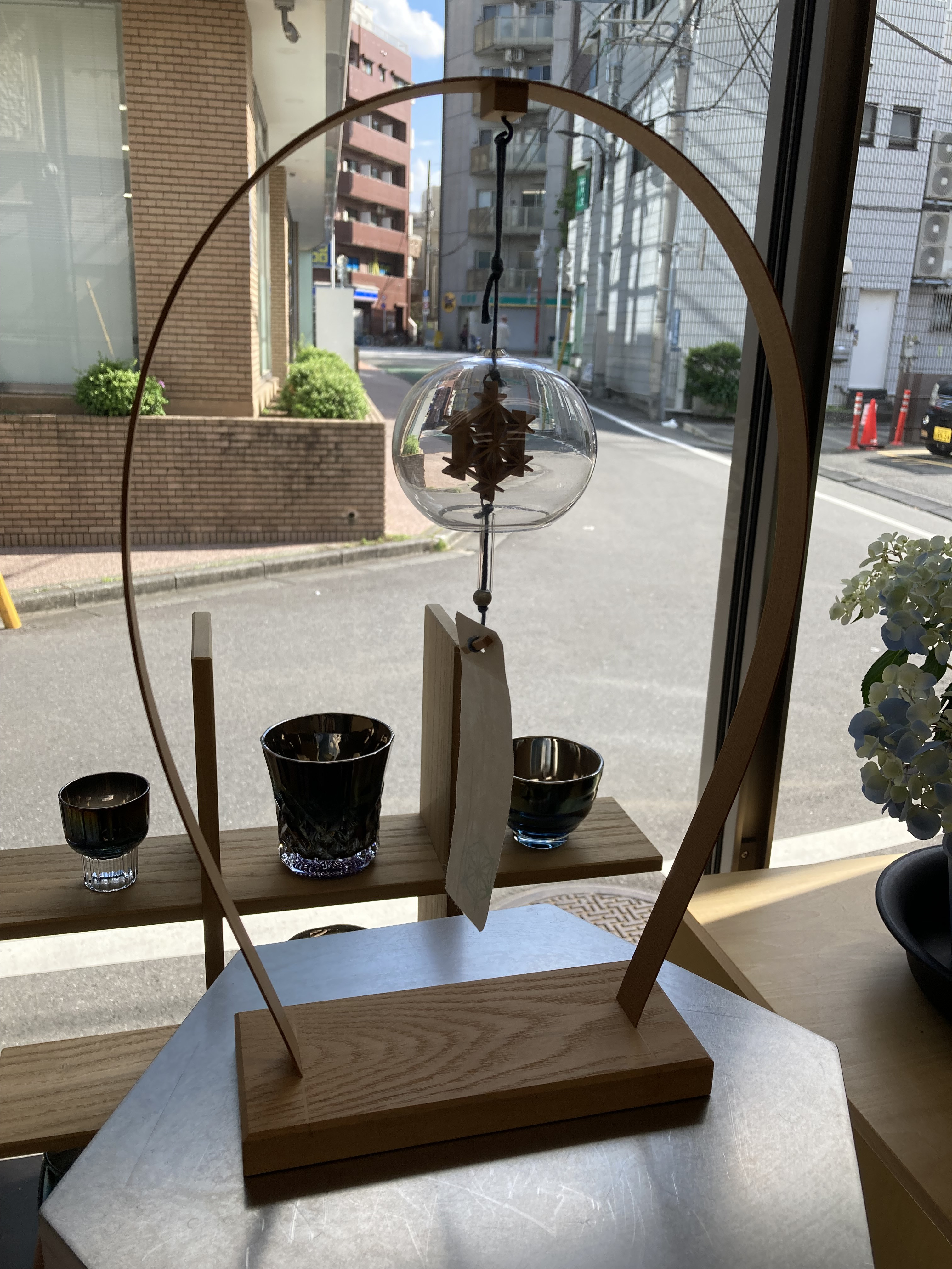 風鈴ガラス＋秋田杉の組子　ショップ展示品