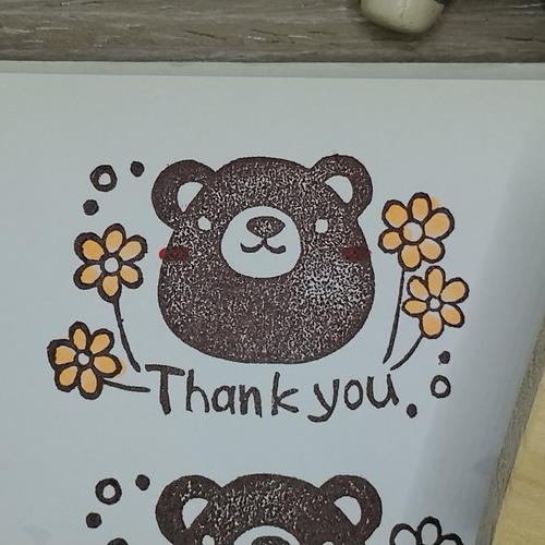 消しゴムはんこ♪ 209 北欧風 くま シンプル Thankyou