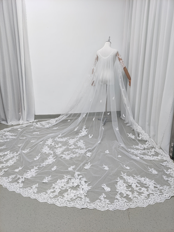 送料無料！マント レース エレガントレース 華やかなトレーン 総レース