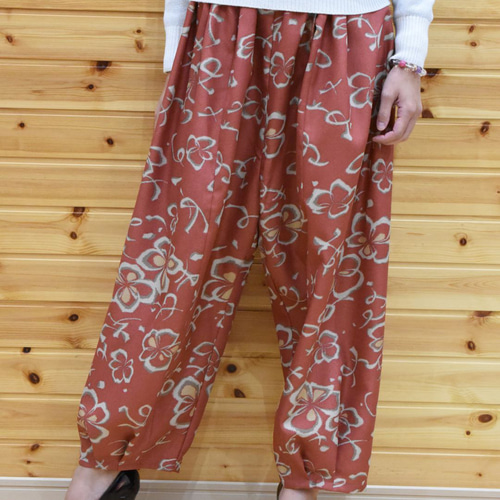 アジアンサルエルパンツ♢着物リメイク♢リメイクパンツ♢一点物♢普段