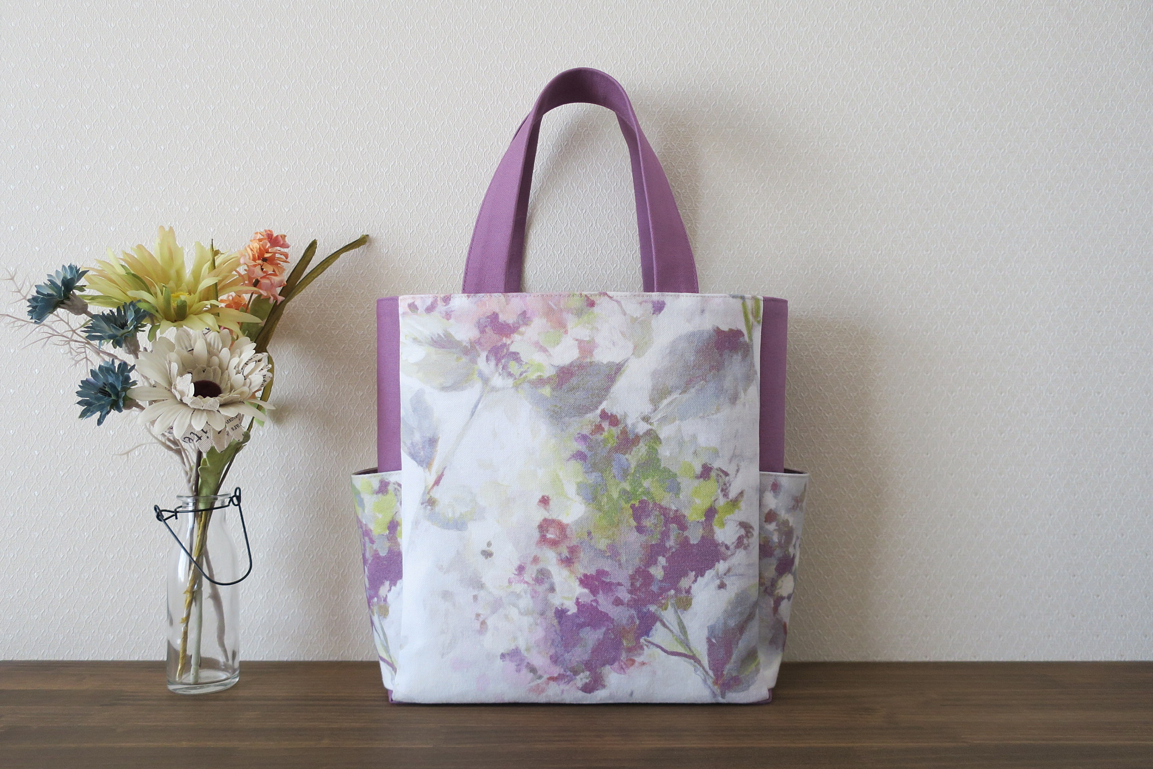 fafaバッグ　紫陽花柄　おまけバッグ付き feiler 【 FEILER】フェイラー 紫陽花柄 ハンドバッグ