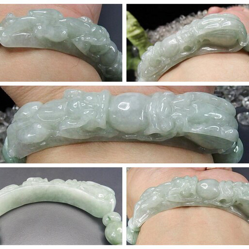 一点物逸品ひすい龍頭ヒキュウ手彫り天然石本翡翠ブレスレット106 