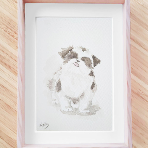 なぁに?なんで笑ってるの?/シーズー【水彩画・原画】1点物 なぁに?なんで笑ってるの?/シーズー【水彩画・原画】1点物
