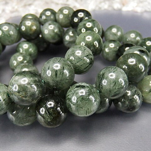 グリーンルチルクォーツ大玉約12mm天然石ブレスレット癒しR1-2-10RZa  