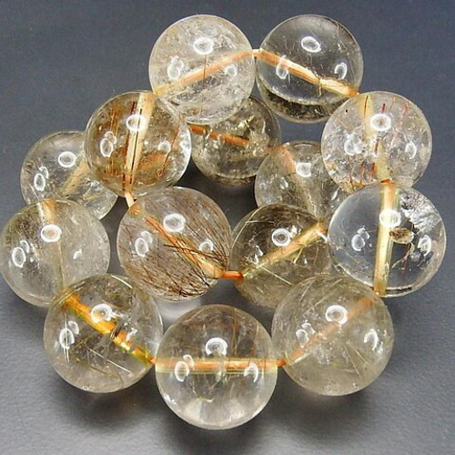 ゴールドルチルクォーツ＊約15mm＊天然石ブレスレット